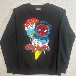 Black Pike‎ Astro Bears Textured Graphic Sweatshirt Ice Cream Dead Eyes Bear Med